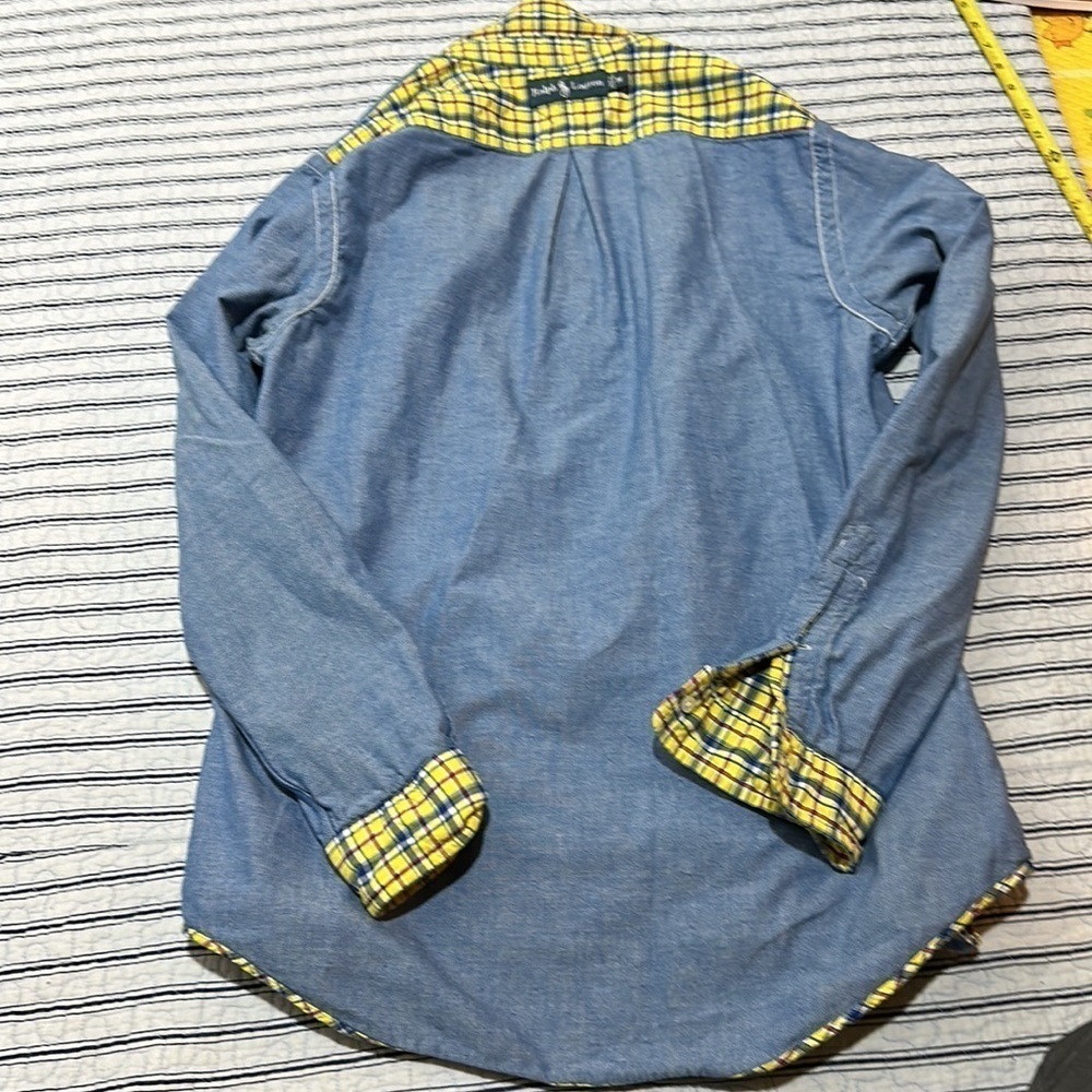 😊Ralph Lauren Men's Multi Color Double Lined Plaid Button-Down Shirt M - Picture 10 of 16